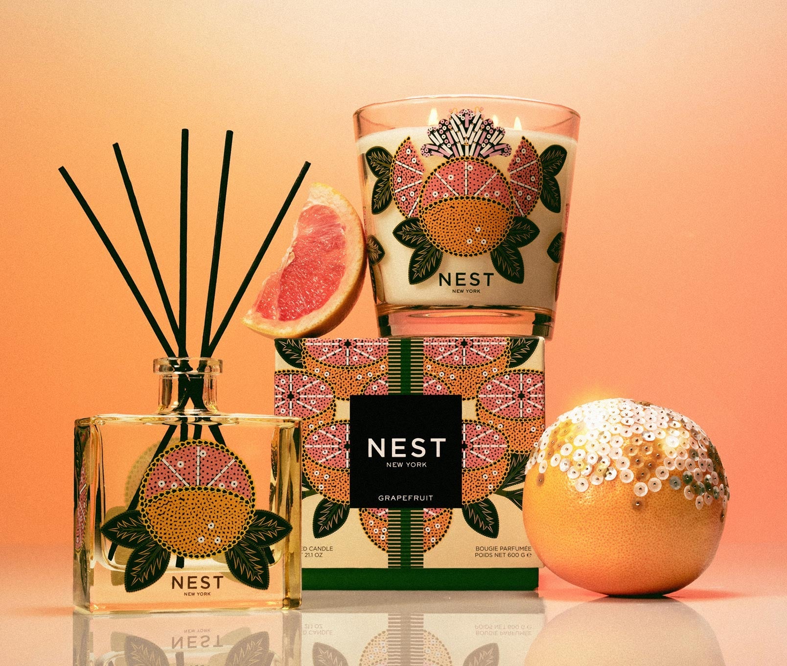 Grapefruit Decorative Reed Diffuser & Liquid Refill
