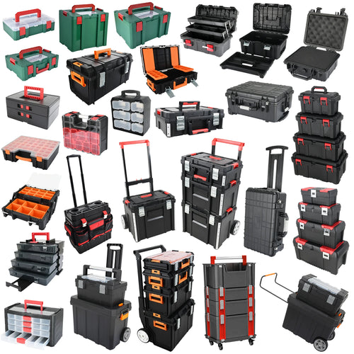 VERTAK Large Plastic Garage Tool Sets Professional Box Trolley Hardware Stackable Toolbox Set